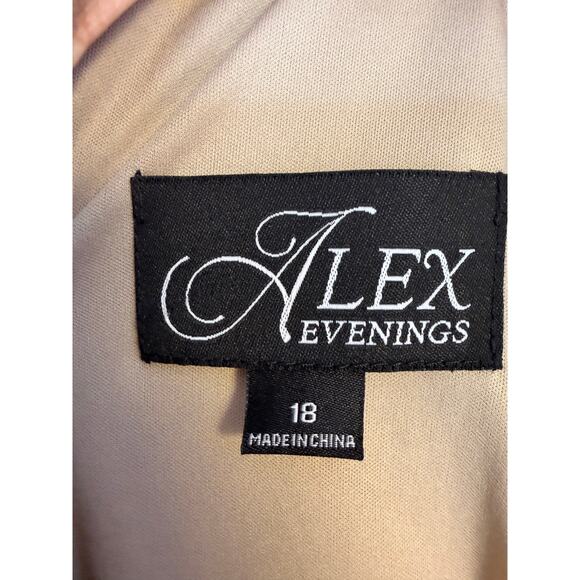 Alex Evenings Taupe Rosette Sequin Lace Short Sleeve Gown Size 18 Plus - Picture 8 of 8